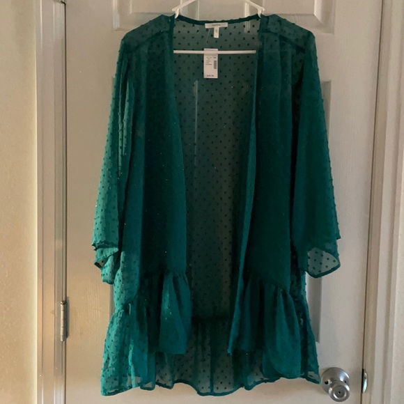 Maurices Jackets & Blazers - Sheer teal Maurices kimono w/ fun polka dots NWT